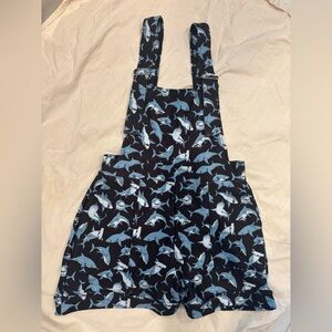 Blackmilk Shark Print Short Overalls